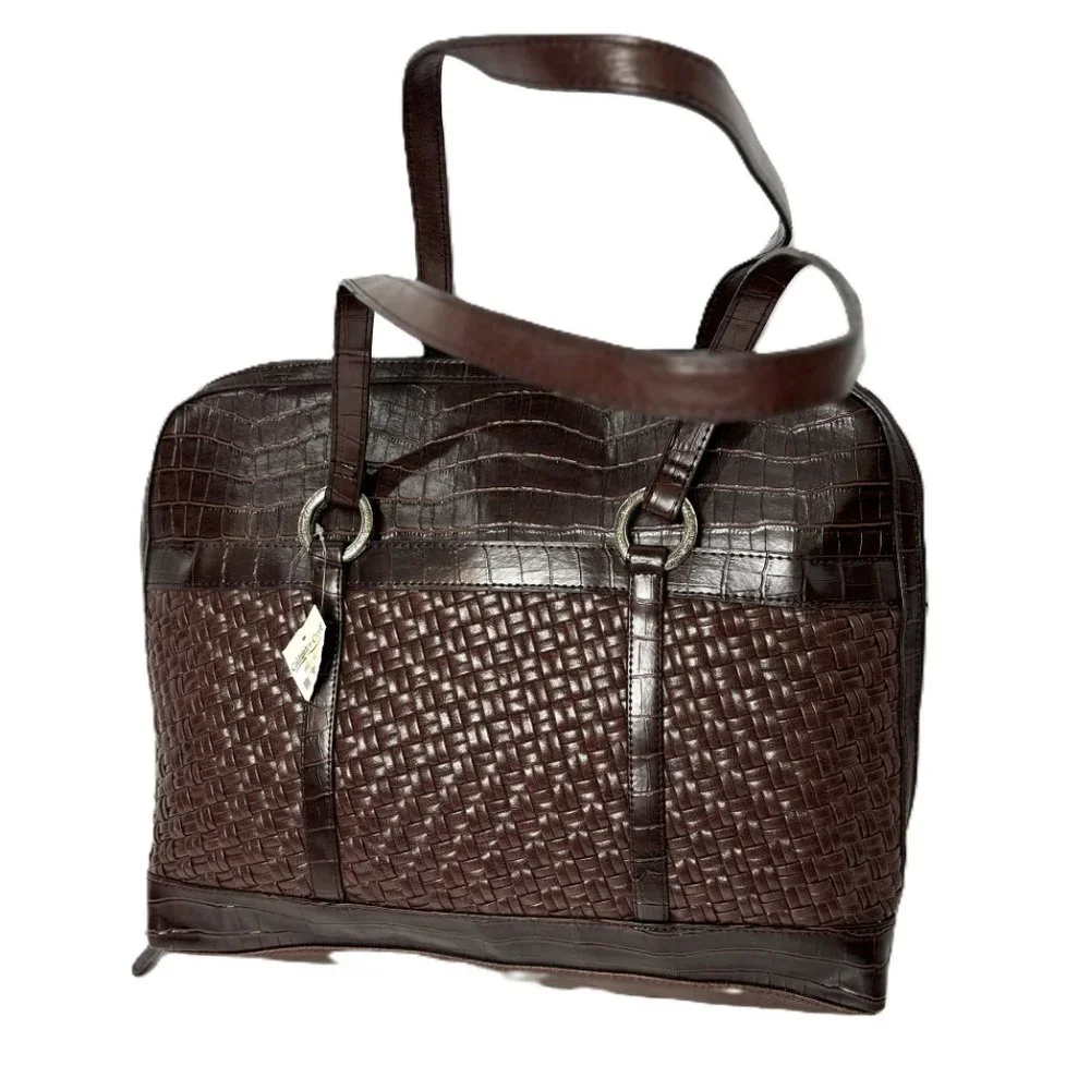 Coldwater Creek Hampton Faux Croc Laptop Computer Bag NOS NWT